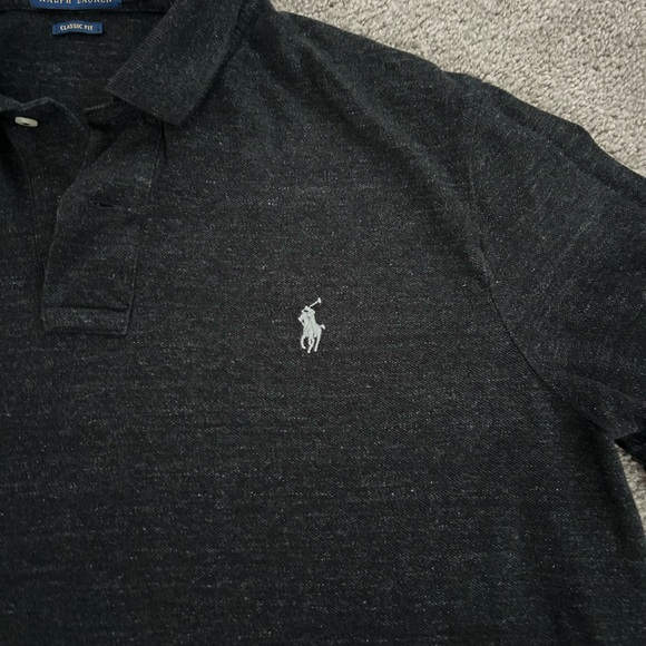 Polo Ralph Lauren‎ Shirt Mens Large Dark Grey Short Sleeve Classic Fit Polo - Picture 2 of 8